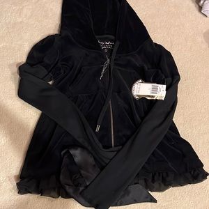 NWT juicy couture black velour babydoll jacket with ruffles